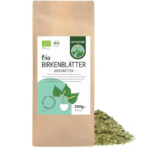 Alpi Nature Björkbladste EKOLOGISK 250g från Nature, löst björkte, ekologiska björklöv torkade och skurna för beredning av björklövste örtte 4262359965850