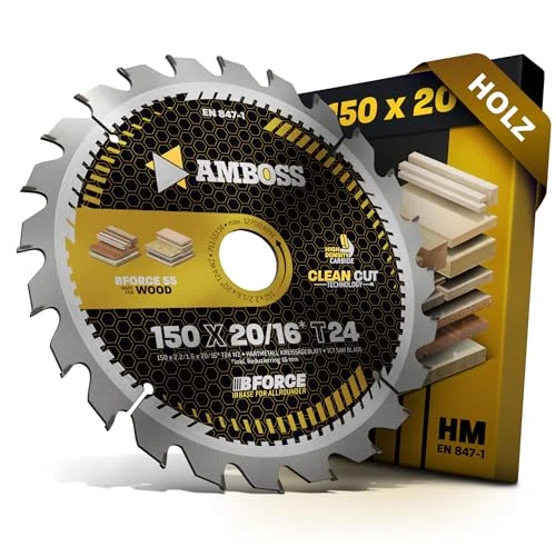 Amboss Werkzeuge® Cirkelsågklinga av hårdmetall 150 x 20 16 mm, tand 24 växeltand för trä, allround, reduceringsring 1620 lämplig bl.a. Scheer MS 50 SKIL 5246, Bosch, AEG 4251128792773