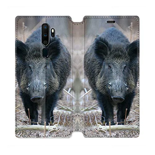 Läderfodral plånbok för Oppo A9 (2020) vildsvin tall 3614848021799
