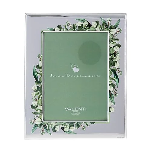 Valenti&Co fotoram i silver perfekt som present till bröllopslöfte, med gröna detaljer (13 x 18 cm) 8050628232590