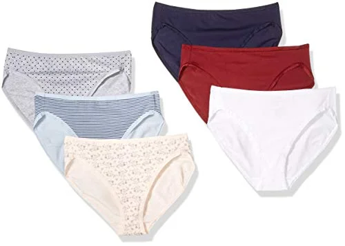 Amazon Essentials Women's Korta underkläder i bomull med höga ben (finns plusstorlek), Pack of 6, Coola färger/Varm, XXL 191770737743