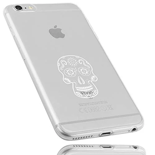 mumbi Fodral kompatibelt med iPhone 6/6S mobiltelefonfodral tunt motiv Calavera vit, transparent 4251657901424
