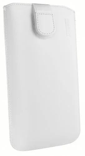 mumbi äkta läderväska för HTC Desire 500 med dragflik borttagning vit 4250261463311