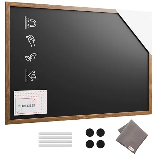 ALLboards Svart whiteboard med träram 150 x 100 cm, skrivbar kritor och krita markörer, för barer, restauranger, menyer 5902622417622