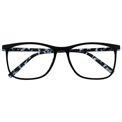 Opulize Unisex glasögon för bågar, Svart med genomskinligt mönster, 1,00 Dioptrien 5055955374701