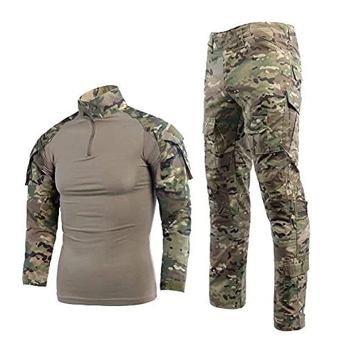 Airsoft kamouflagedräkt herr, paintball, stridströja, taktiska byxor, långärmad med 1/4 dragkedja, militärkostym, utomhus, kamouflage, jaktkläder, BDU.., Cp, XL 606942960442