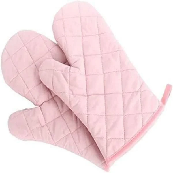 1 par värmebeständiga och förtjockande ugnshandskar Pink LAN00254
