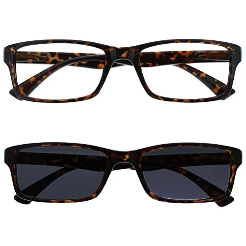 The Reading Glasses Company brun sköldpaddsskal läsare med matchande solläsare värde tvåpack män kvinnor UVSR2092BR +2,50 5055955311928