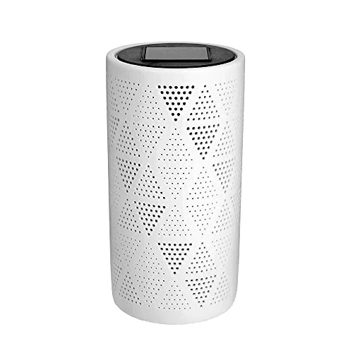 LUMI JARDIN vit keramisk LED solcellslykta varm JANINA TALL H20 cm 3666162003852
