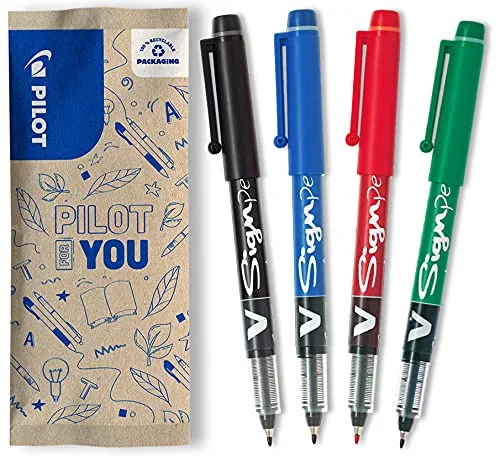 Pilot 2,0 mm V skylt penna flytande bläck spets svart/blå/röd/grön (paket med 4) 3131910538882