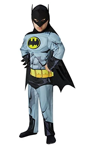 Rubie's 610779 Officiell Deluxe Batman kostym för pojkar, superhjältekomisk kostym, barn 883028069019