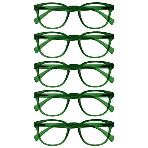 OPULIZE Pop läsglasögon 5 pack roliga runda matt ram mossgröna fjädergångjärn reptåliga män kvinnor RRRRR2 6 +2,00 5055955359807