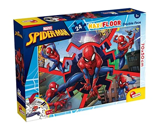 Lisciani MARVEL SPINDELMANNEN MaxiFloor Pussel med 24 Bitar Puzzle 2 en 1 Doble cara Dorso para colorear Juego educativo A partir de 3 años Fomenta la creatividad 70 x 50 cm 8008324099740