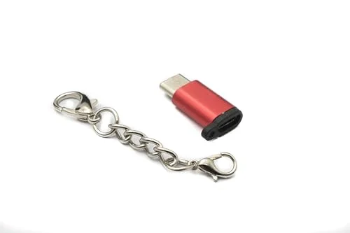 System-S USB 3.1 typ C hane till 2.0 Micro B hona adapter - röd kedja 4251926668737
