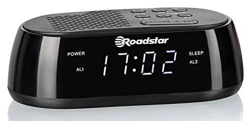 Roadstar CLR 2477 radioväckarklocka, digital radio PLL FM, två larmtider och sömntimer, USB port, 20 stationers minne, LCD skärm, snooze funktion, svart 7621800032980
