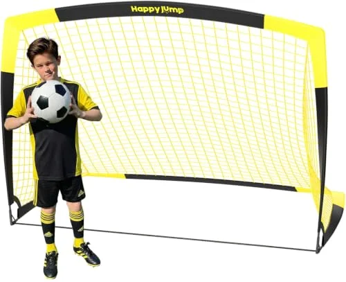 Happy Jump fotbollsmål Pop Up fotbollsnät fotbollsstolpe för trädgård fotbollsträning x 1 (127 9,6 cm, svart + gul) 767665795183