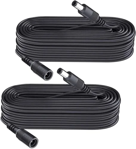 2 pack 10 m DC förlängningssladd, kontakt 5,5 mm x 2,1 mm, hane till hona kontakt, 5 V 6 9 12 24 för säkerhetskameror, DVR, router, skrivare, LED remsa, svart 792933682629