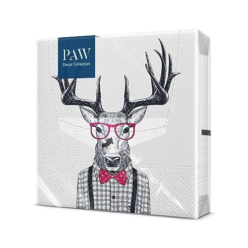 PAW Servetter Papper 3 lager 33 x cm. 20 st. Tryckt med vattenbaserat bläck. rådjur, roligt. Perfekt för födelsedagsfester, trädgårdsgrillar, fester vänner. 5906360024371