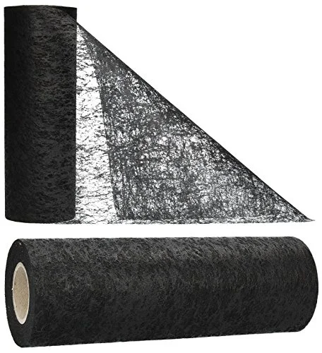 AmaCasa Bordslöpare svart (23 cm x 25 m) högkvalitativt fleece band för snygg bordsdekoration bröllop, födelsedagar och speciella tillfällen 4048842962458