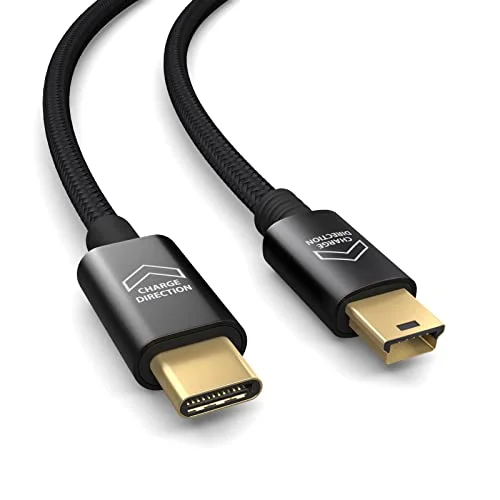 0,3 m USB C till mini kabel (OTG kompatibel), för bilkamera, kamera, satellitnavigering, PS3 kontroller, digital fotoram, snabbladdningskabel, datakabel 4056531124568