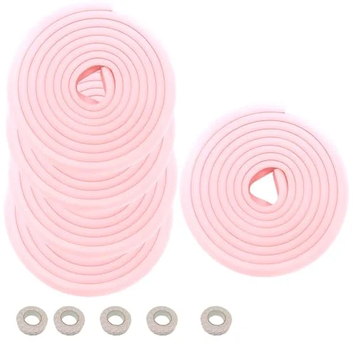 HIMRY® 25 meter (5 X 5 m) kantskydd L format skumkudde extra tjock, svampbord kantkudde hörnkudde, kant hörn antikollisioner baby barn stötskydd, rosa KXD7000 6975990032017