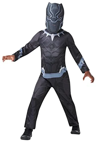 Rubie's 640908 9 10 Officiell dräkt Black Panther, Marvels Avengers, klassisk, för barn, längd 140 cm, 910 år 883028287949