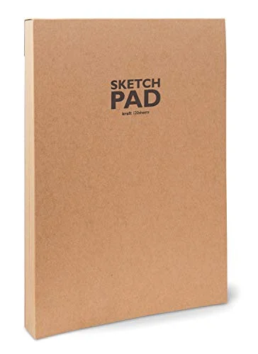 Sketchbook Honsell 34504 Skissplatta kraft skissblock huvudlimmad, DIN A4, 120 ark, 100 g/m², robust, återvinningsbart kraftpapper av oblekta naturfibrer 4039874400049