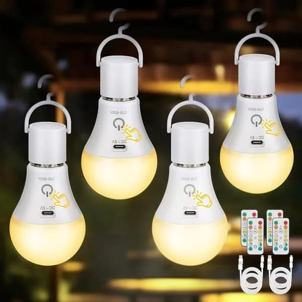 1/2/4-pack Uppladdningsbar LED-lampa med fjärrkontroll – E27, USB, 3 färger, dimbar, touchkontroll, utomhus- och nödbelysning 4st 4pc Fy18-CJ-ZGY00574 1/2/4-pack Uppladdningsbar LED-lampa med fjärrkontroll – E27, USB, 3 färger, dimbar, touchkontroll, utomhus- och nödbelysning 4st 4pc Fy18-CJ-ZGY00574