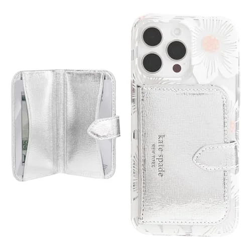 Kate Spade New York Morgan Magnetisk telefonplånbok/korthållare, kompatibel med MagSafe telefoner och fodral, metalliskt silver 840171738636