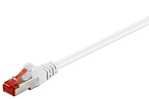 Goobay 92762 CAT 6 kabel Lan nätverkskabel för Gigabit Ethernet S FTP dubbel skärmad patchkabel med RJ45 kontakt, 7,5 m, vit 4040849927621