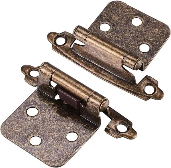 1 par skåpsdörrsgångjärn med skruvar, självstängande, dekorativa, frontmonterade för variabelt väggskåp (antik brons) Brons Bronze CJ-JX-0729006180