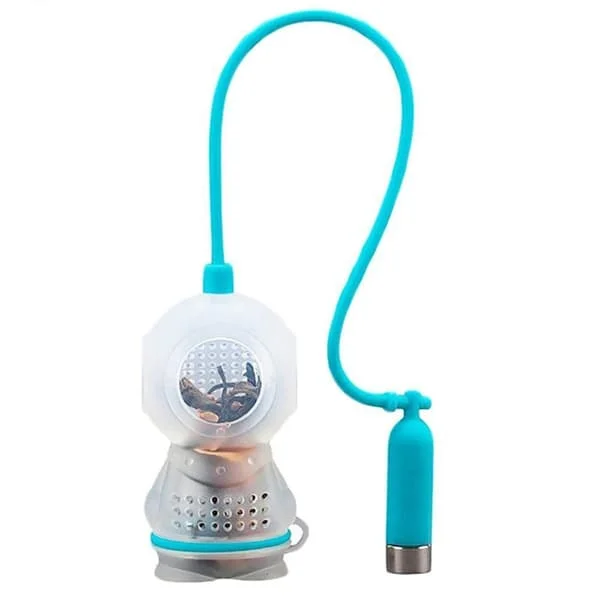 1 st blå silikon teinfuser, dykformad livsmedelskvalitet silikon T MTYHG023054