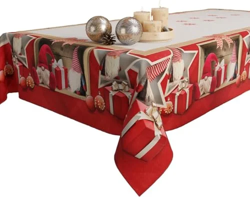 PETTI Artigiani Italiani Julbordsduk Antifläckig Rektangulär Julbordsöverdrag Kök Design Gnom X24 sits (140x450cm) 100% Tillverkad i Italien 8056897035498