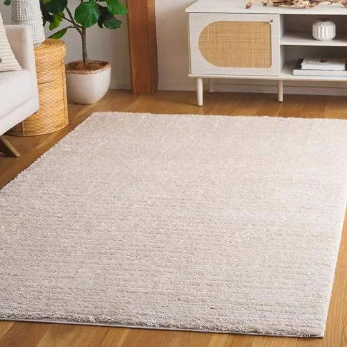 Safavieh lurvig matta för vardagsrum, matsal, sovrum Tahoe Shag Collection, hög lugg, kräm, 122 x 183 cm 195058870870
