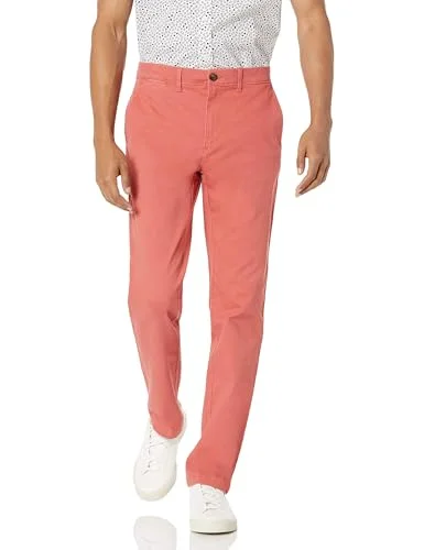 Amazon Essentials mäns Slim Fit Casual Stretch Chino byxa, tvättad röd, 33 B x 28 L 195111335742