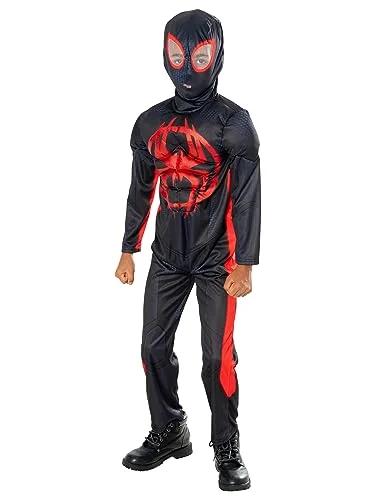 Rubies 1000731S Miles Morales Deluxe-kostym för barn spindelmannen maskeradklänning, pojkar, svart/röd halloween 195884063286