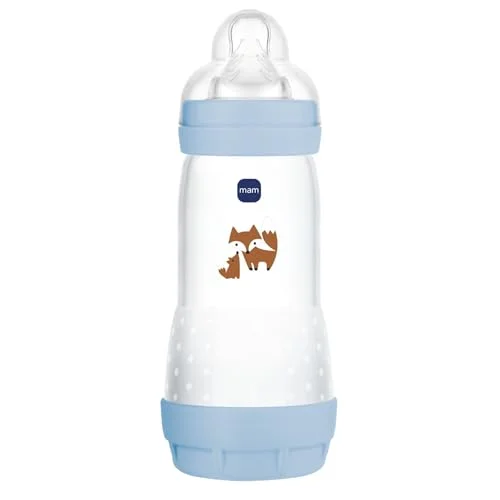 MAM Easy Start Anti Colic Flaska 4+ månader snabbt flöde (320 ml) Ocean för att minska kolik och barnets obehag babyflaska kompatibel med amning 9001616836602