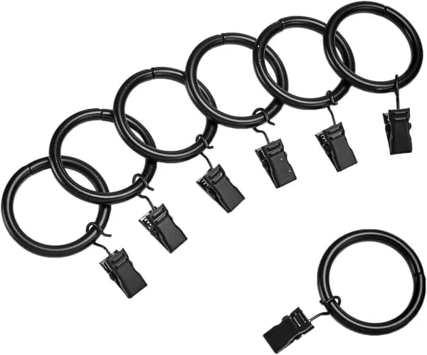 1″ Gardinklämmor, Set om 7, Svart DDJ-0010963