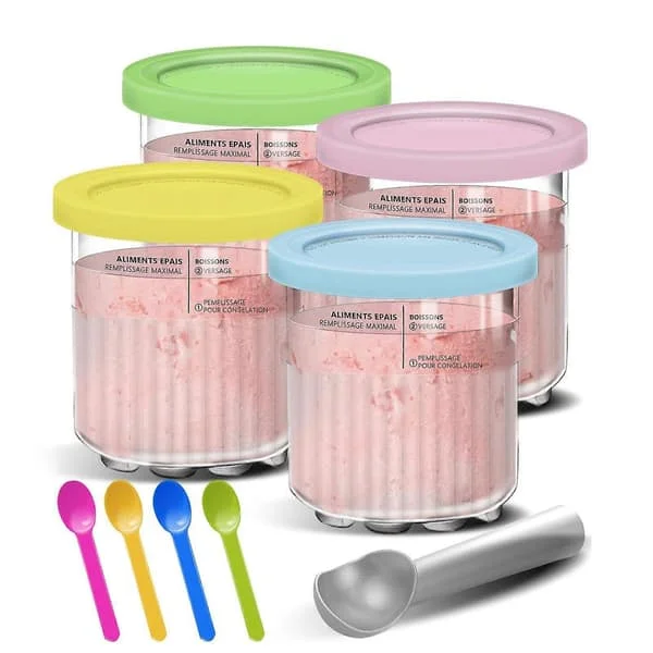 1-pack Ninja Creami Deluxe ersättningspints och lock, BPA-fria 800 ml behållare för NC500 NC501-serien glassförvaring, flerfärgad 6-in-1 CA-FDLM-02318-1