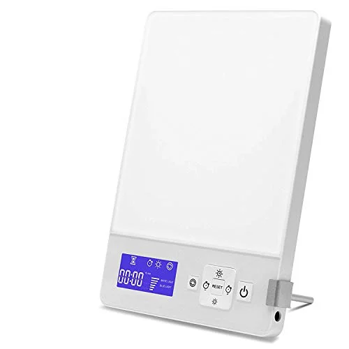 Aourow Dagslju LED 10 000 lux med 4 ljusstyrkenivåer, simulerar solljus, kompenserar för brist, bärbar LED-dagslju. Vit och blå 601263313359