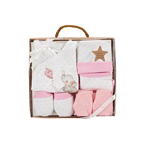 Interbaby Baby gåva Set 5 stycken, Elefantit modell, rosa 8435440388609