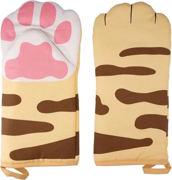 1 Pair Cat Oven Mitts, 31cm Non-Slip Oven Mitts with Soft Cotton Lining, Pot Holders Made of Cotton Insulation, Heat Resistant Oven Mitts For HY-GD-072203199