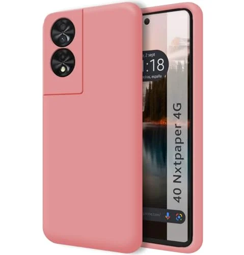 Tumundosmartphone Ultra mjukt flytande silikonfodral för TCL 40 NXTPAPER färg rosa 8447079104925