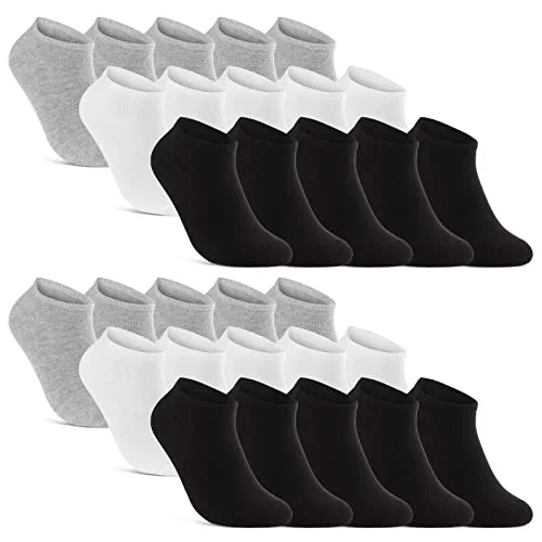 10 20 30 Par Sneaker Strumpor Herr & Dam Ankelstrumpor Svart Vit Grå Bomull (10x + 10x 43-46) 4054536082814