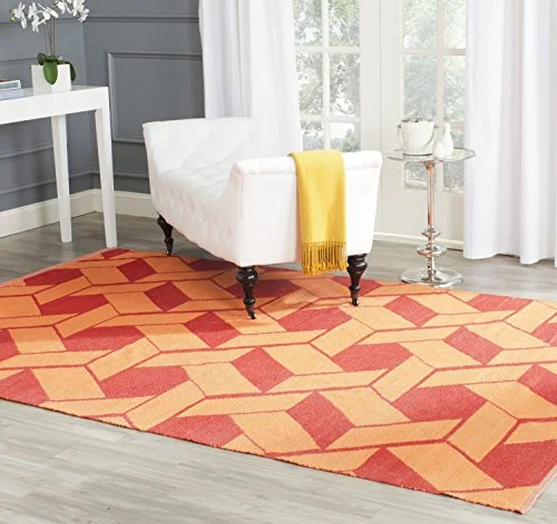 Naturvänlig rektangulär matta, kollektion av återvunnen plast, TMF124, i blodorange, 122 x 183 cm för vardagsrum, sovrum eller något annat utrymme per SAFAVIEH. 683726506805