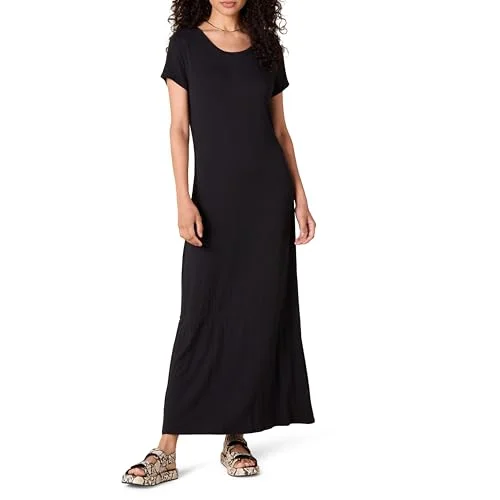 Amazon Essentials dam kortärmad maxiklänning, svart, Medium 195111906737