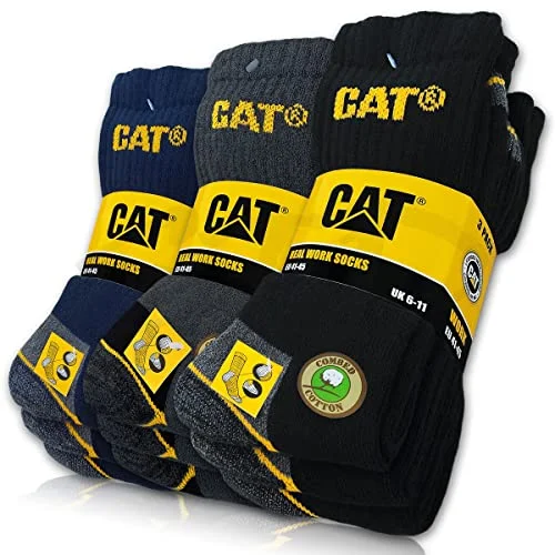 9 par CAT® Real Work strumpor kvinnor män arbetsstrumpor affärsstrumpor storlek 3550, färgblandning, 46-50 4260732042730