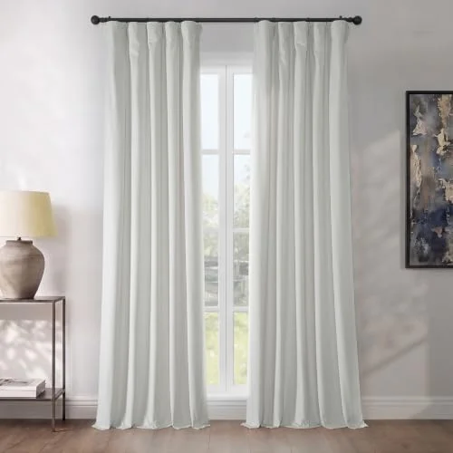 HPD Half Price Drapes Heritage gardin i sammet, mörkläggningsgardin för sovrum och vardagsrum, (1 längd), 127 x 213 cm, vit (Pillow White) 711081315142