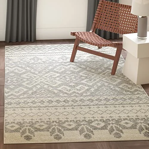 Safavieh Adirondack Collection ADR107A matta, rustik, bohemisk stil, silverfärg/svart övergång 3 x 15 cm elfenben/silver 683726526438