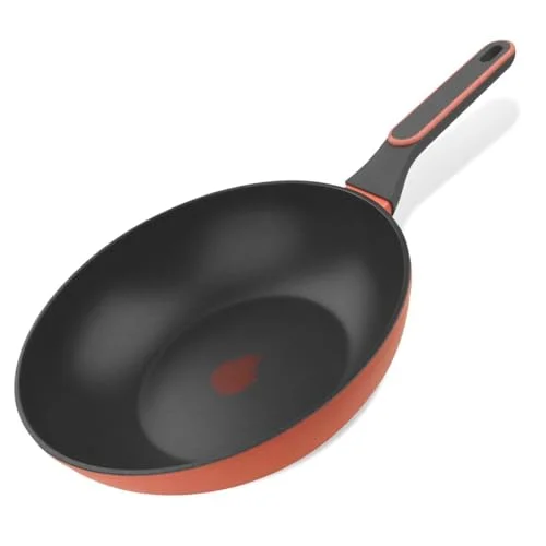 Läcker wokpanna, stekpanna, non stick kastrull för alla typer av spisar inkl. Induktion, köksredskap, diskmaskinssäkra mått: Ø28x7 cm, färger: Grå och orange 5051126789732